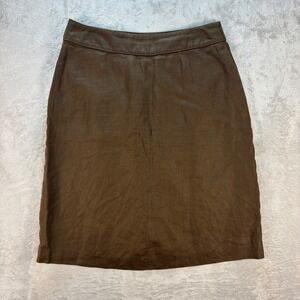 Lands' End Women's Brown Linen Pencil Skirt Button Pocket‎ Mid-Rise Size 12